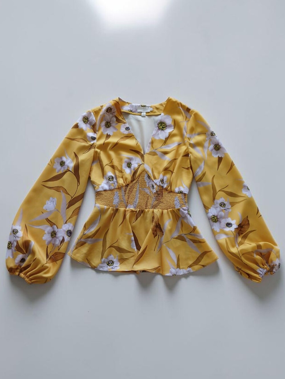 Ted Baker Saniyah Golden Yellow Floral Peplum Blouse